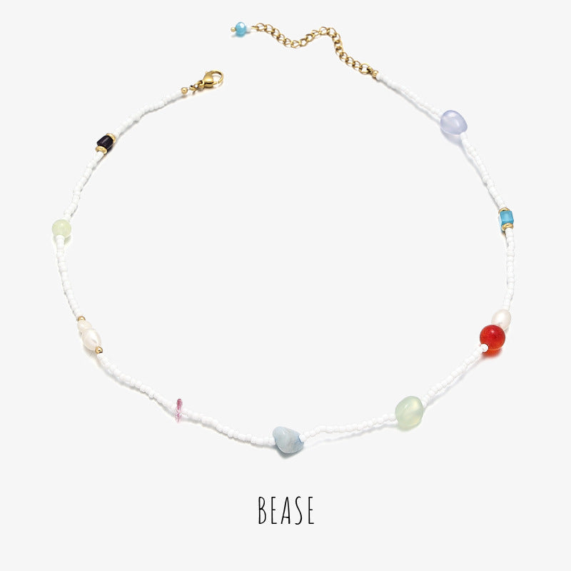 Wholesale Titanium Steel Natural Stone Pearl Necklaces